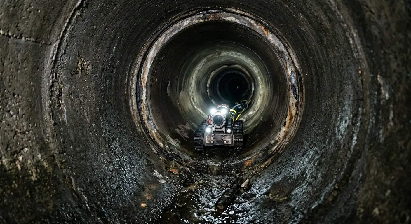 Robotic sewer camera inspecting pipe interior for Sewer Line Repair in Belfast